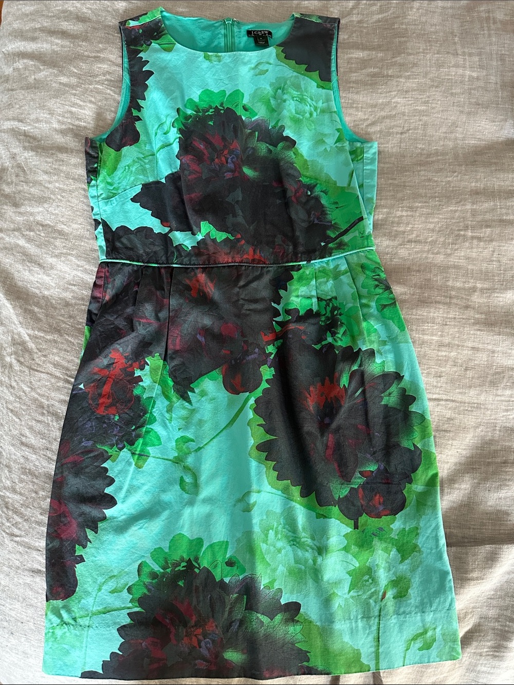 J. Crew Aqua Green Floral Sheath Dress